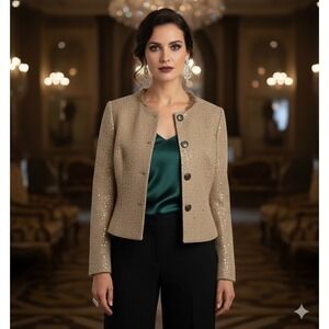 Dolce & Gabbana DG Gold Sequin Bolero Blazer Luxury Old‎ Money Lux Statement